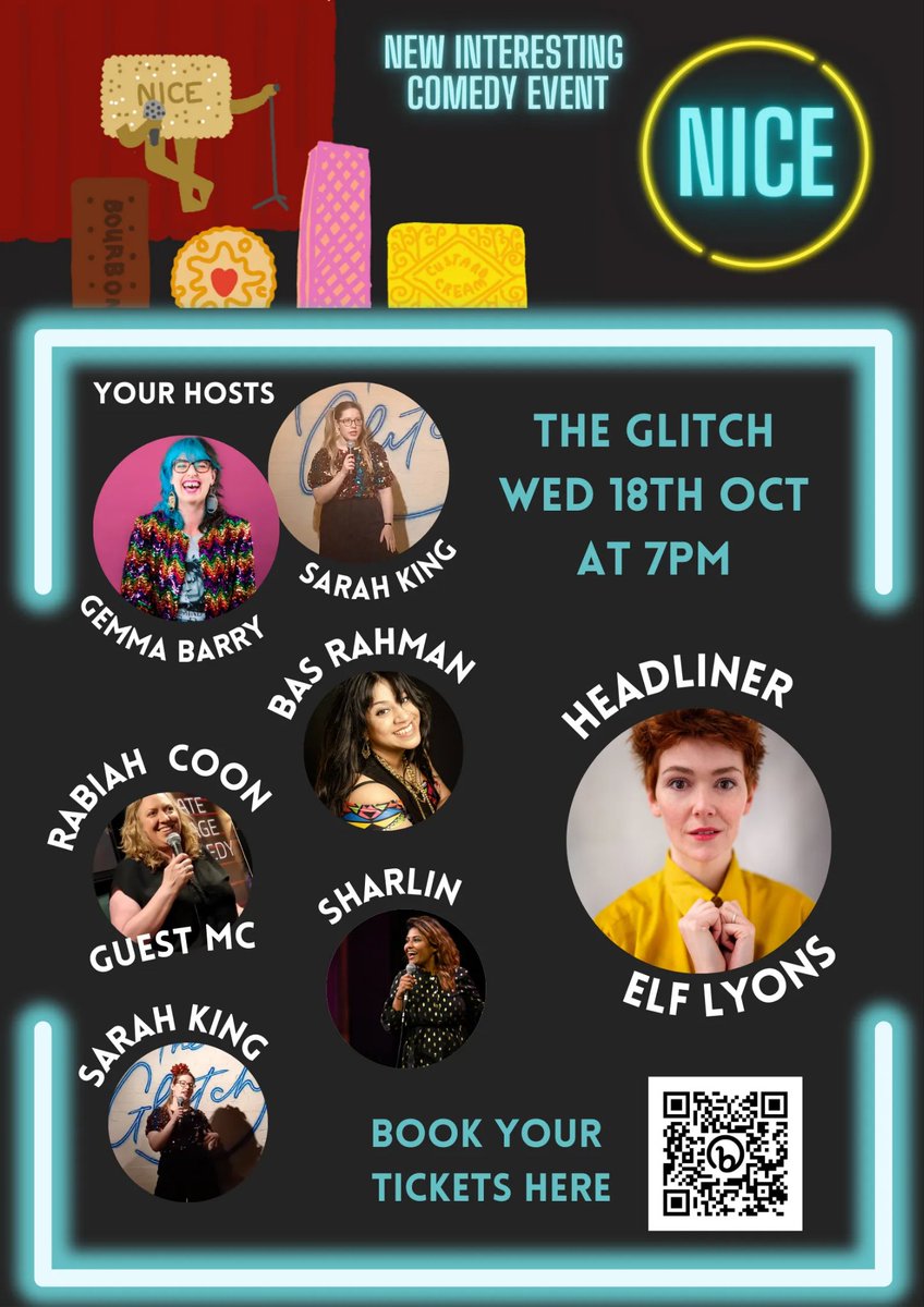 NICE Comedy (@nicecomedyevent) on Twitter photo NICE 18th Oct <a href="/theglitch_se1/">The Glitch | VAULT Creative Arts</a> is fast approaching!
With:
MC <a href="/RabiahComedy/">Rabiah Coon - Comedian</a>
<a href="/OnceAndFutureSK/">Sarah</a>
<a href="/SharlinComedy/">SharlinComedy</a>
Bas Rahman
HEADLINER: @elf_lyons
Tix here: eventbrite.com/e/nice-new-int…
<a href="/TimeOutLondon/">Time Out London</a> <a href="/WeAreWaterlooUK/">WeAreWaterloo</a> <a href="/LowerMarshMrkt/">Lower Marsh Market</a> #LondonComedy NICE 18th Oct <a href="/theglitch_se1/">The Glitch | VAULT Creative Arts</a> is fast approaching!
With:
MC <a href="/RabiahComedy/">Rabiah Coon - Comedian</a>
<a href="/OnceAndFutureSK/">Sarah</a>
<a href="/SharlinComedy/">SharlinComedy</a>
Bas Rahman
HEADLINER: @elf_lyons
Tix here: eventbrite.com/e/nice-new-int…
<a href="/TimeOutLondon/">Time Out London</a> <a href="/WeAreWaterlooUK/">WeAreWaterloo</a> <a href="/LowerMarshMrkt/">Lower Marsh Market</a> #LondonComedy