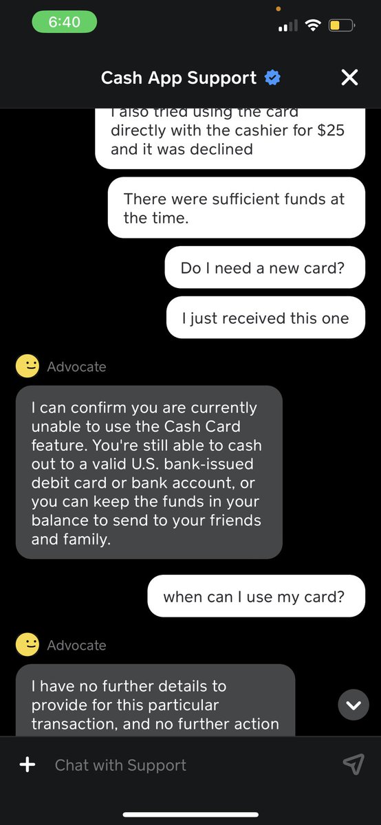 daniellebiacan's tweet photo. @CashApp may I get assistance? 
I just received a new card, I have sufficient funds, all my transactions keep getting declined for my protection and I can’t get an answer as to why. https://t.co/cqHAjBNcaU