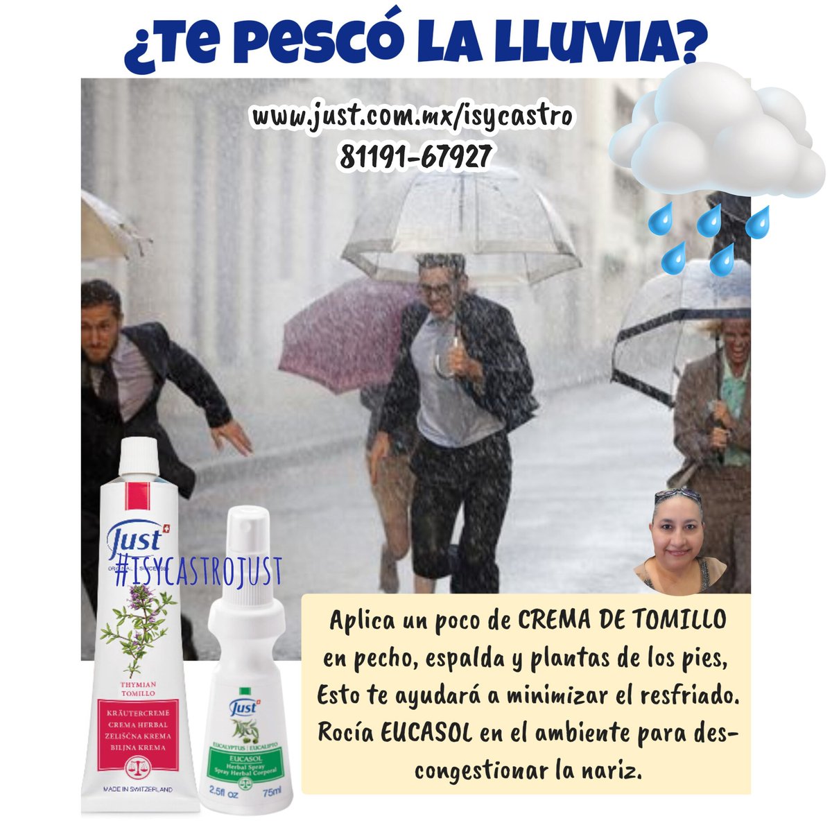issyscp's tweet photo. Si te pescó la lluvia, te dejo está recomendación con #cremadetomillo y #eucasol.

🛒 https://t.co/CoTN6EyEI7

#isycastrojust #swissjust 🇲🇽 #productosjust https://t.co/RsqIefWEAb
