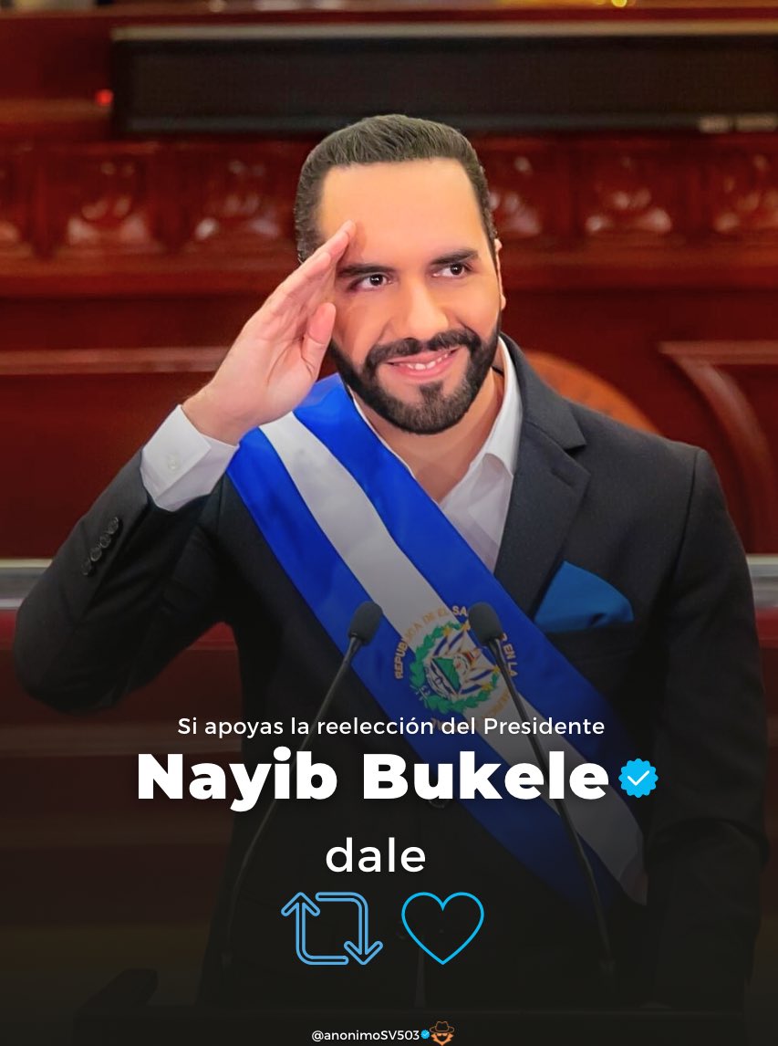 AnonimoSV503's tweet photo. ¿ Cuantos apoyan la reelección del presidente Nayib Bukele 🤚 ? https://t.co/SYv3mRDZpN