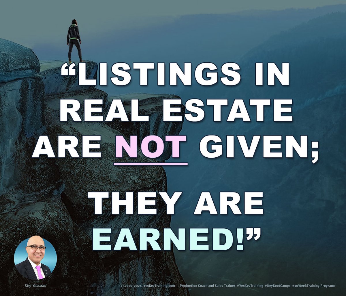 All Real Estate Professionals who lean into this idea ‘Do Well’ throughout their Careers: “Listings in Real Estate are NOT Given - They are Earned!” -- #GoGetThem #StopWaiting #KeyBootCamps #YesKeyTraining