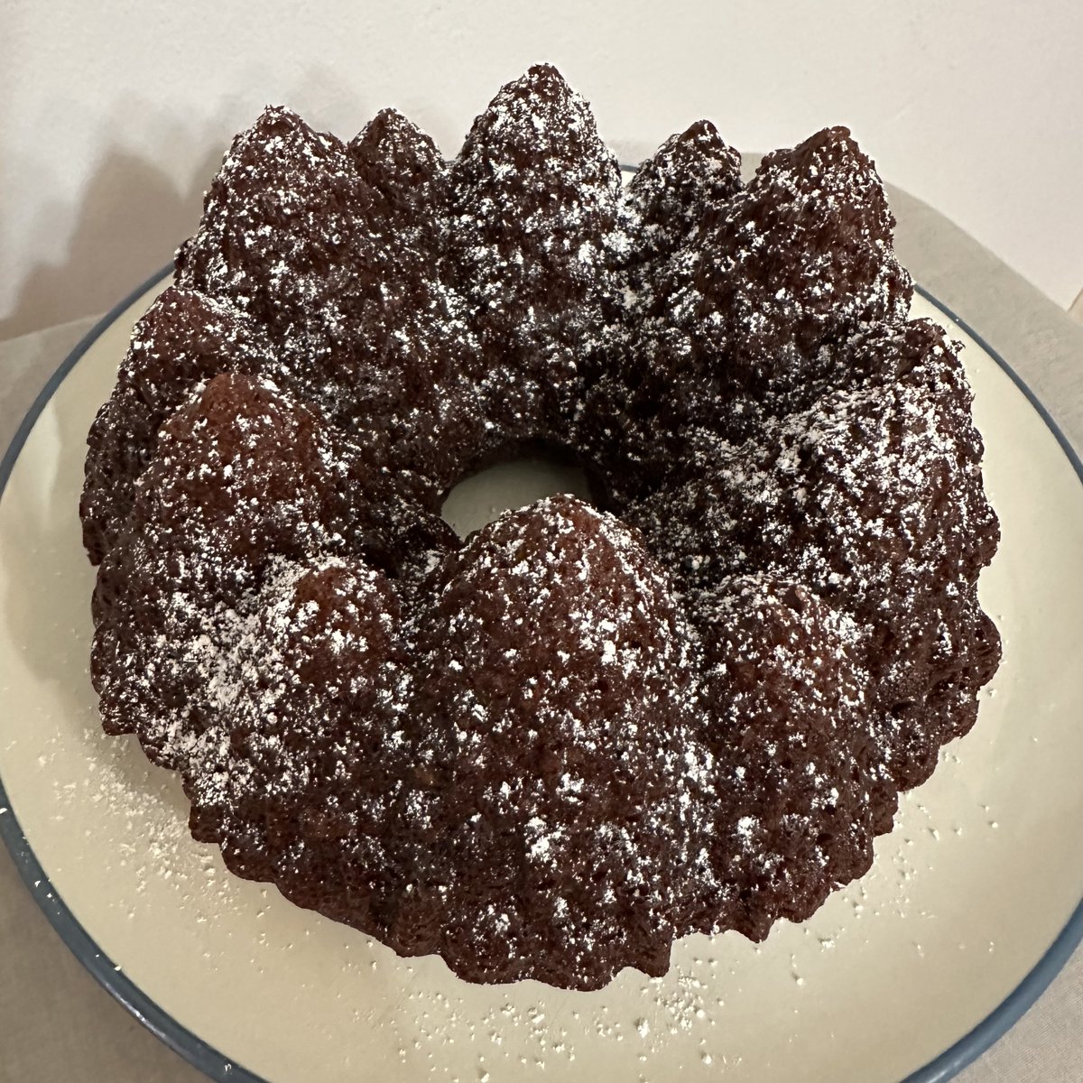 guertin's tweet image. Another entry for #TheGreatRareBooksBakeOff - we baked Kitty’s Devil’s Food Cake, in a fancy Bundt pan, sprinkled with powdered sugar.
#BakePennState @psu_scl @psulibs #chocolate #dessert #PennState 

sites.psu.edu/greatrarebooks…
