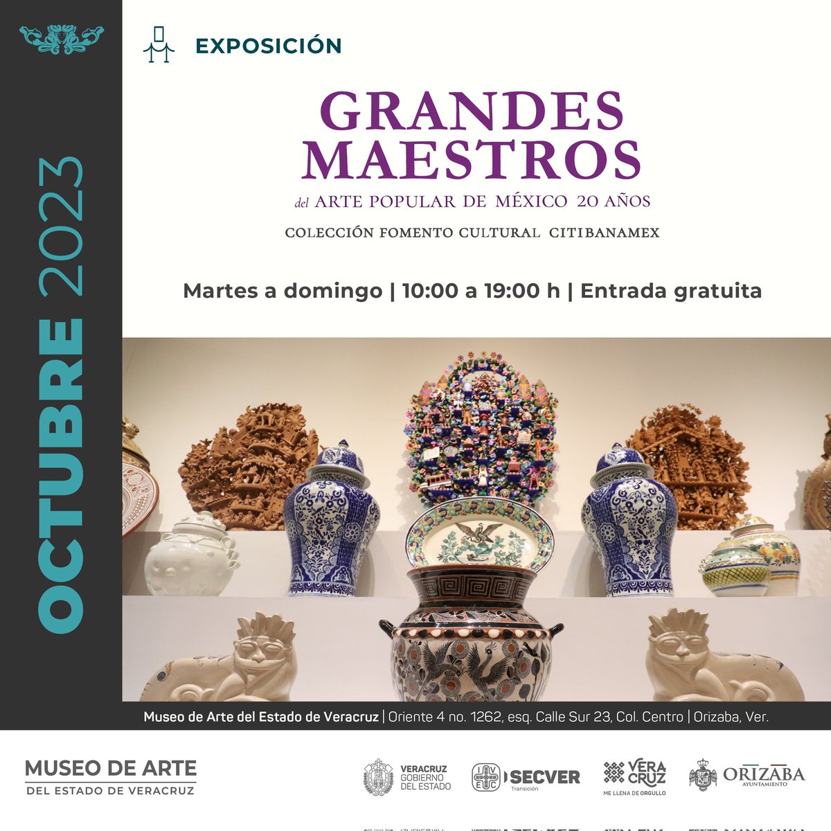 MAEVorizaba's tweet photo. ¿Estás en Orizaba? Este domingo descubre en familia las representaciones artesanales más importantes e impresionantes del país en el #MAEV.
🇲🇽 Visita la exposición temporal de "Grandes Maestros del Arte Popular de México, 20 años. Colección @FomentoCulturAC.
🎟️ Entrada gratuita. https://t.co/ne7sOJsoae