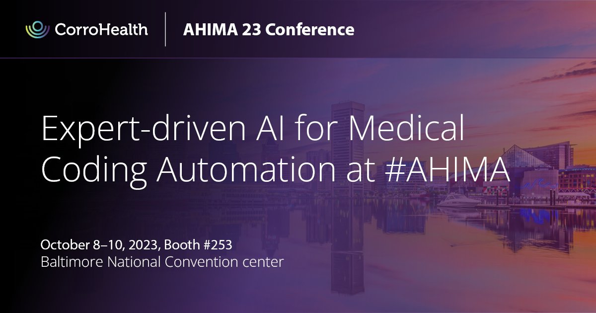 Explore expert-driven AI for #MedicalCoding technology at #AHIMA, Booth #253, Oct 8-10. Pulse by CorroHealth boasts 97% accuracy from over a decade of expertise. Let's partner for impactful outcomes in your #HealthcareRevenueCycle