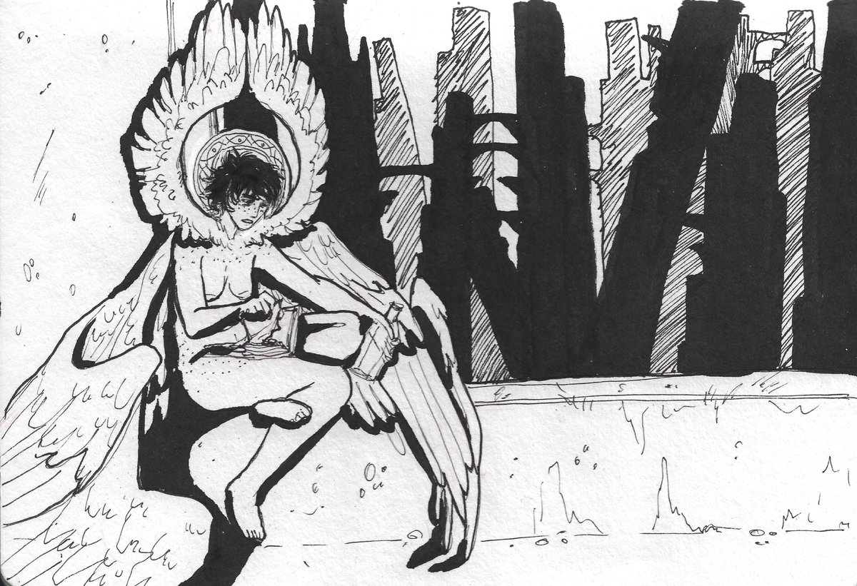 Kelgrid's tweet image. #Kultober Day 8. Metropolis
(she looks intense there but you need to know that she ate the paper sheet right after tearing it)

#Kult #KultRPG #KultDivinityLost #inktober #Kultober2023