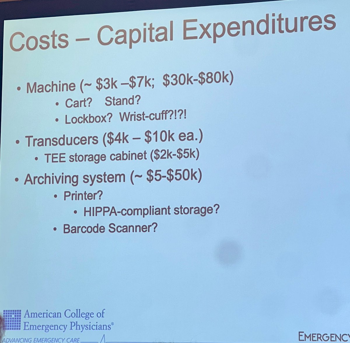 Thinking of buying a new US machine for your #POCUS needs? here’s the damage you can anticipate by Dr.Shannon at #EUMC23 #ACEP23