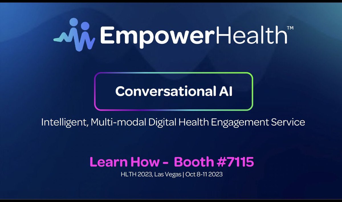 WeEmpowerHealth's tweet photo. Looking to increase engagement among patients and members by 67% or more? Visit booth #7115.

EmpowerHealth is the leader in conversational, AI-enabled digital health engagement. Learn about our Medicaid redetermination approach here 👉 https://t.co/Dr9oEHzPWp  #HLTH2023 #CX https://t.co/zrshulSUoR
