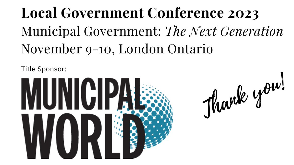 Thank you to <a href="/MunicipalWorld/">MUNICIPAL WORLD</a> for being the title sponsor of the upcoming Local Government Conference! Don't forget to check out the agenda &amp; register today: westernconnect.ca/site/Calendar?…