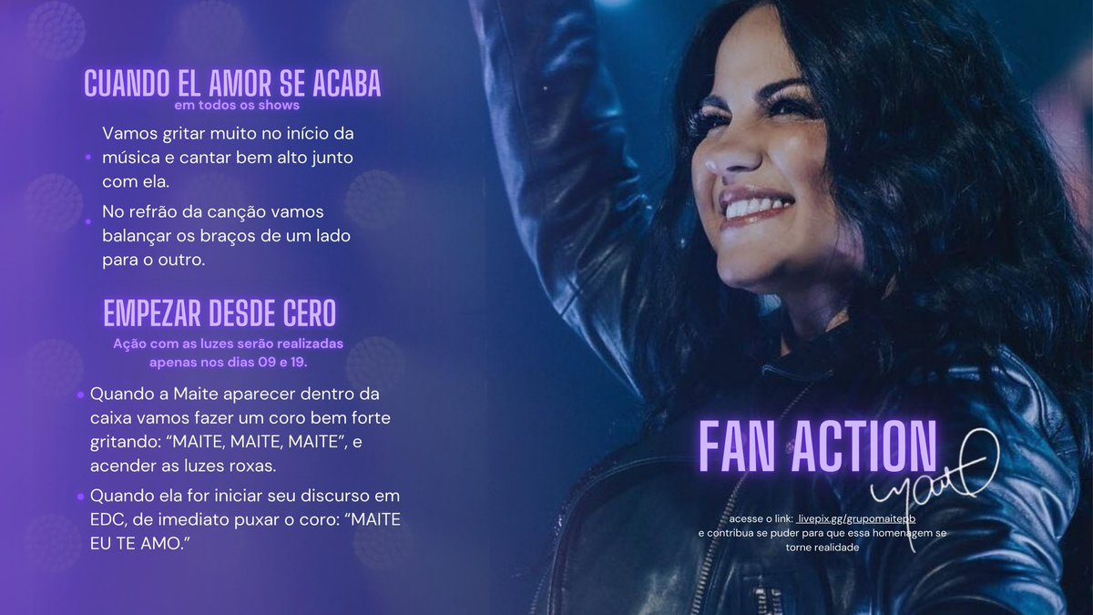 centralmaitebr's tweet photo. FAN ACTION l Maite Perroni 
Segue o fio 🧶: 

Com a colaboração dos nossos seguidores e a contribuição dos portais da Maite, definimos as ações que serão feitas nos shows do RBD aqui no Brasil nas canções solos interpretas pela artista. 
ACOMPANHEM NOS COMENTÁRIOS. https://t.co/47zAxw34Dy