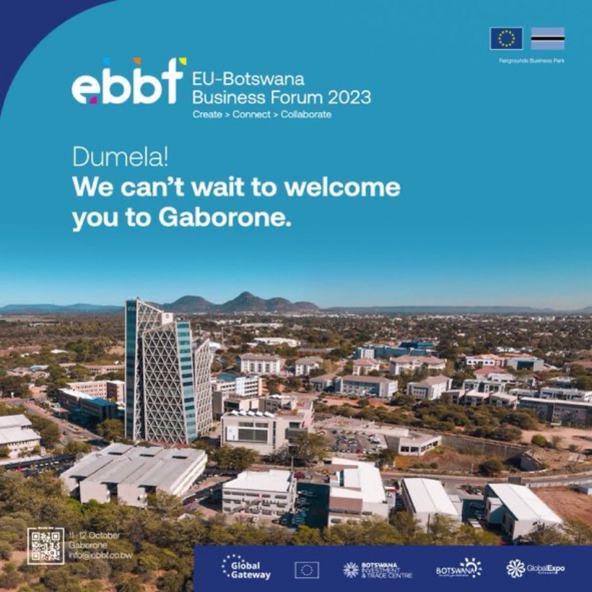 #Botswana &amp; #Europe Business Forum an opportunity to strengthen 🇪🇺🇧🇼cooperation in trade and investment
⚡️Renewables &amp; Clean Technology
✅Green Finance &amp; Business services 
👩🏾‍⚕️ Life sciences, Health &amp; Pharmaceuticals
👉🏾More: ebbf.co.bw
🗓️  11th-12th October