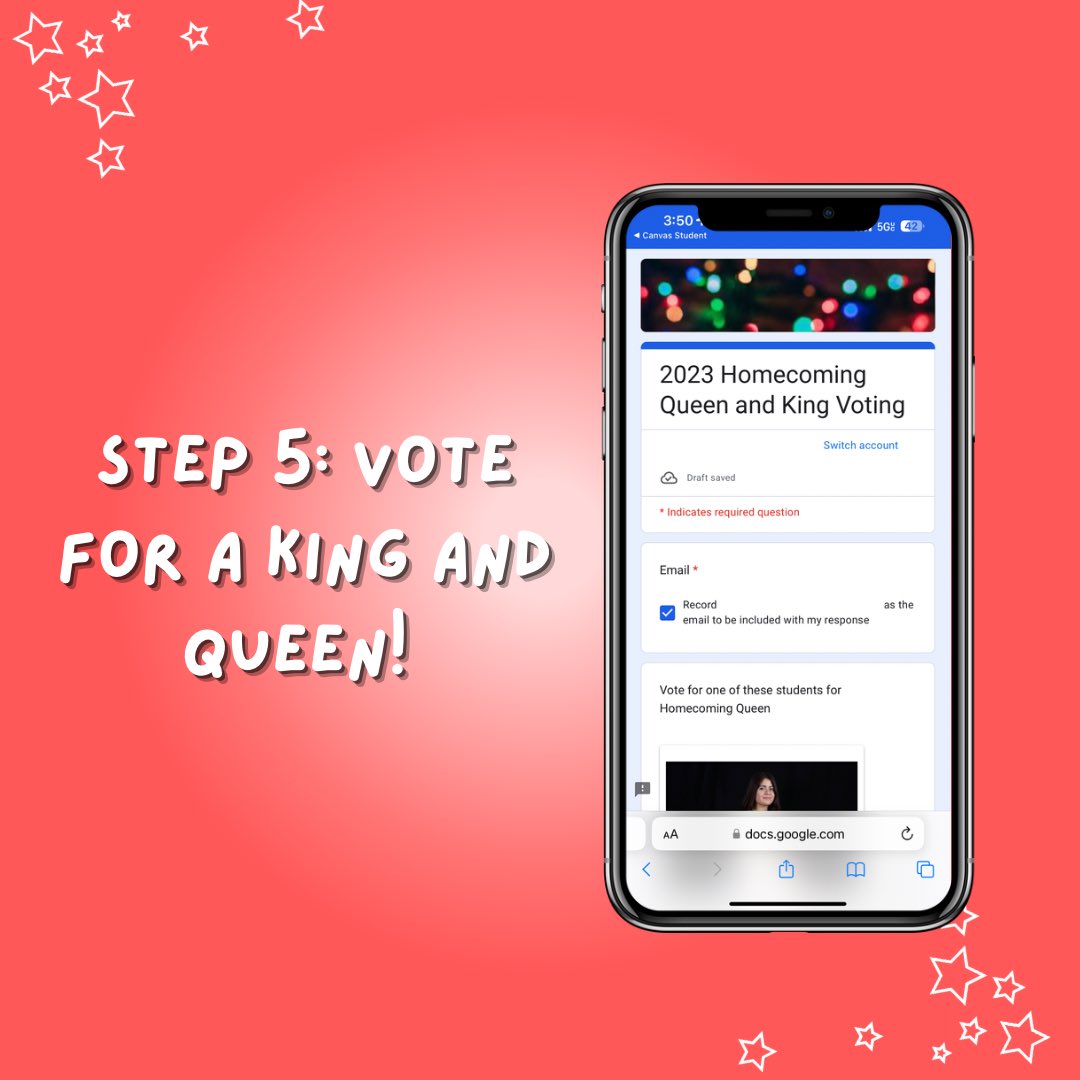 mchsrams24's tweet photo. The steps to voting! Every grade level can vote, good luck to everyone on our homecoming court! https://t.co/1zZI3Sdhf8
