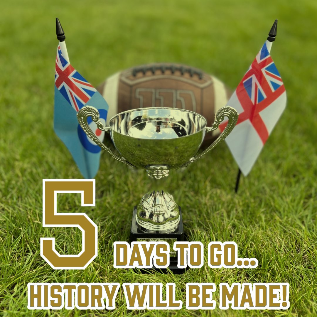 Counting down to the big day!

The inaugural inter-service fixture takes place in less than a week! 🏈

#GoNavy #BeatRaf #RoyalNavy #RoyalMarines #RoyalAirForce #AmericanFootball #BAFA #Britball #ParaBellum #InterService #Gameday #GetHyped