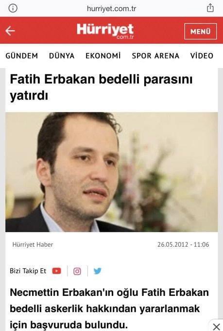 Bedelli askerlik yapan Fatih Erbakan, "Mehmetçik Filistin'e" demiş. 

"Fatih Erbakan Filistin'de savaşsın" diyenler.