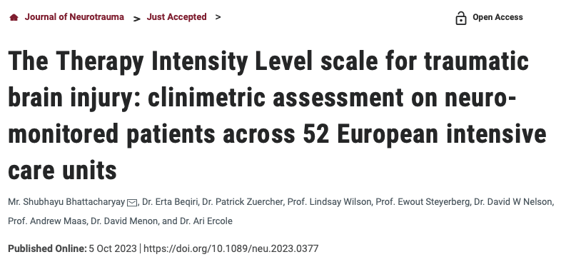 ICP is strongly confounded by therapeutic intensity level (TIL) after #TBI. Measuring TIL crucial to understand severity Various TIL scores validated in @CenterTBI doi.org/10.1089/neu.20… @TBI_data_guy nails TIL representing 'refractory' ICP: TILᵐᵉᵈ≥7.5