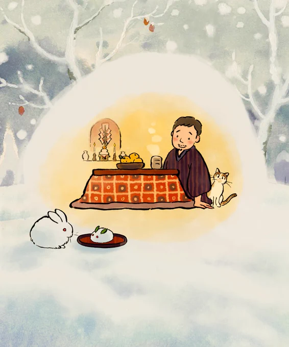 今年の年賀状はこの絵でした来年は辰どんな絵を描こうかなあなんて現実逃避して考えており(純) 