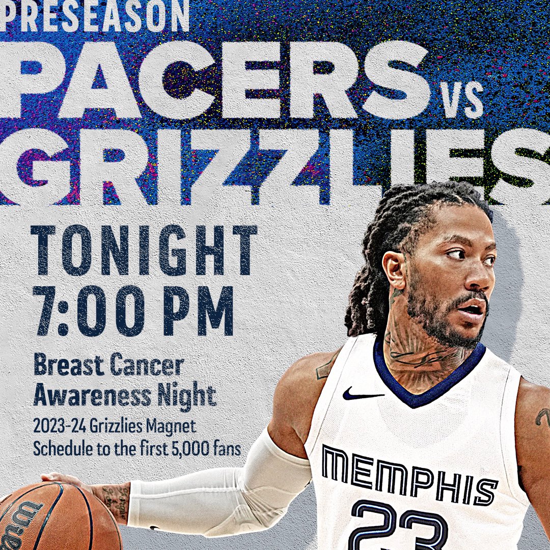 grizz back. 

📻  <a href="/929espn/">929ESPN</a> 
⏰ 7pm 
🆚 @pacers
📺 @GrizzOnBally 
🎟️ ticketmaster.com/memphis-grizzl…
💕 Breast Cancer Awareness night