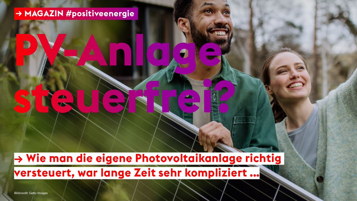 Wie man die eigene #Photovoltaikanlage richtig versteuert, war lange Zeit sehr kompliziert. Der private Betrieb einer #PV-Anlage ist in vielen Fällen steuerfrei – sofern du ein paar Dinge beachtest. 

Mehr in unserem Magazinartikel #positiveenergie! 😊
👉 mehr.enercity.de/pv_steuer_tw