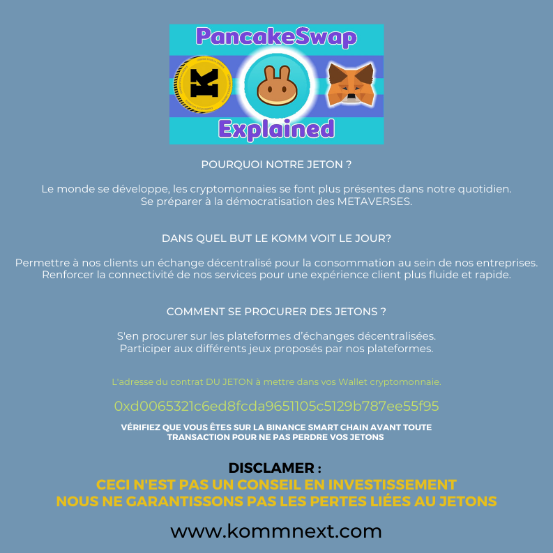 kommnext's tweet photo. Découvrez l'écosystème KOMMNEXT 

https://t.co/0I2UVaCytS

#binance #blockchain #discord #bep20 #bnb #btc #eth #komm #crypto #defi #vulgarisation #token #altcoin #web3 #wallet #swap #smartcontrat https://t.co/yetNj9jaOU