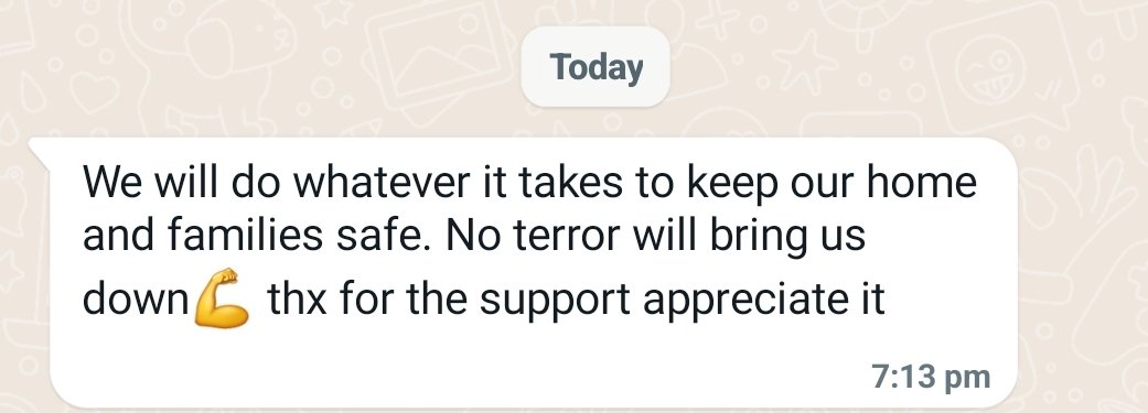 major_pawan's tweet photo. Sharing a chat with a close Israeli friend 

'Nothing can bring Israel down' 

Never Forget Never Forgive 
More power to Israel 
🇮🇱 🇮🇳 https://t.co/nDNaWGxHlM