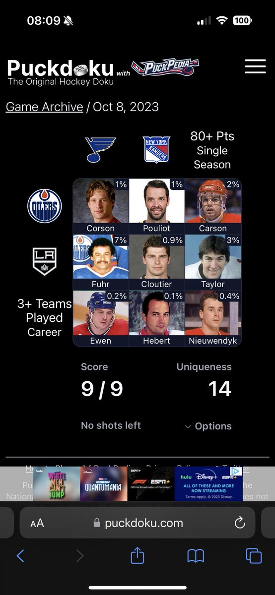 EngleLaw29's tweet photo. @puckdoku Puckdoku Game 99 - 9/9🏆:

14 Uniqueness
🟩🟩🟩
🟩🟩🟩
🟩🟩🟩

https://t.co/0lqXxOZLUu
It was 7 and Grant Fuhr was my last pick…ugh so close to a single digit low score! https://t.co/ttUTIFEaq6
