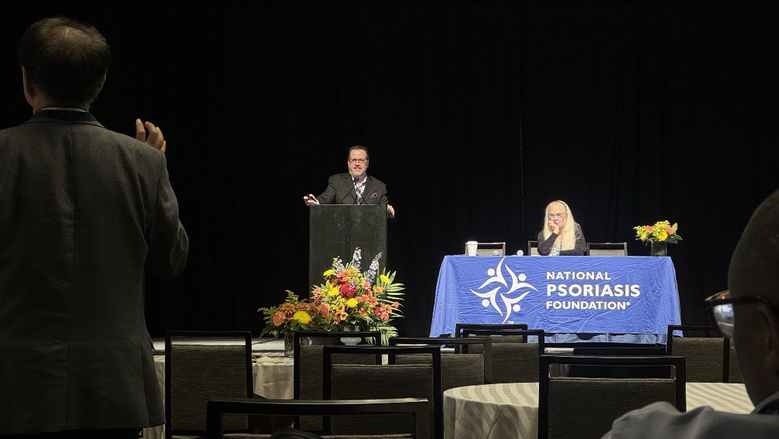 NPFPro's tweet photo. Alice Gottlieb, M.D., Brad Glick, M.D., and Samuel Hwang, M.D., are discussing difficult cases in psoriatic disease for the benefit of Resident and Fellow attendees. #dermcure #npfcure https://t.co/BRjyWdTQg4