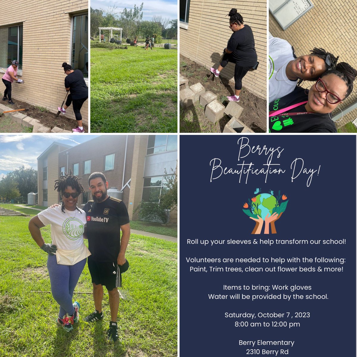 Enjoying this beautiful weather while supporting Berry E.S.’s Beautification Day! #TrueNorth #ConnectionsOverCompliance #BeautificationDay #PlantingGrowingLearning #SELMatters
