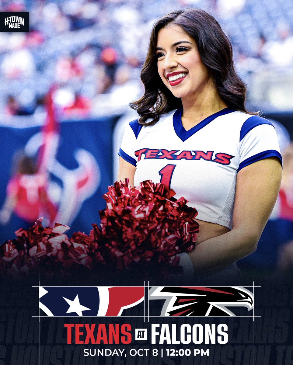 TexansCheer's tweet image. Down in Atlanta 🤘

#HOUvsATL» 12:00 p.m. CT on @NFLonFOX