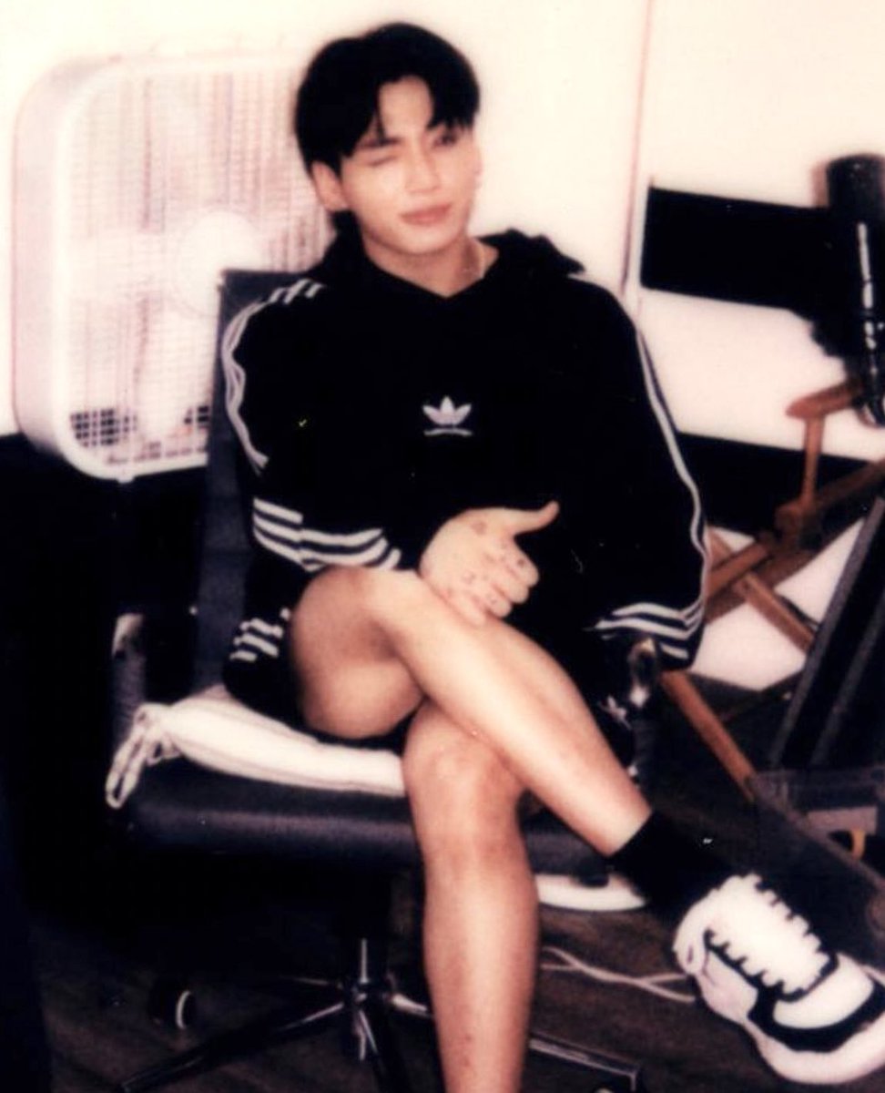 the adidas hoodie on him... he looks so good 😭