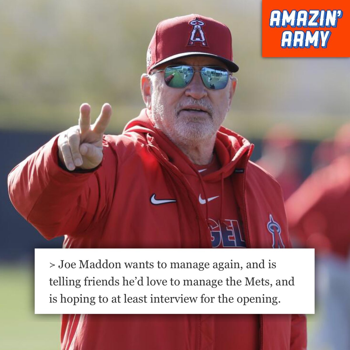 WE_ARE_MET_FANS's tweet photo. Joe Maddon is interested in the Mets manager job, according to @BNightengale https://t.co/YotPhHc3Bs