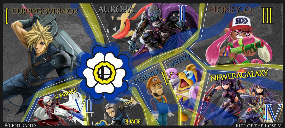 🌹RotR VI Top 8
🥇Curry Governor (<a href="/germainethoo/">CurryG ⛅️🗡</a>)
🥈Aurora (<a href="/Aurora_FGC/">OraRora</a>)
🥉Honey_o
4th: NewEraGalaxy (<a href="/RebelGalaxy64/">RebelGalaxy</a>)
5th: Metro (<a href="/Metroretrodude/">Metro</a>) &amp; Hexisbex (<a href="/hexisbex/">Hexisbex</a>)
7th: Phage (<a href="/ph4ge_/">jake</a>) &amp; Sonyaeli (<a href="/SSonyaeli/">✨ Sonyaeli ✨</a>)

Thank you to everyone who attended, hope to see you again soon!