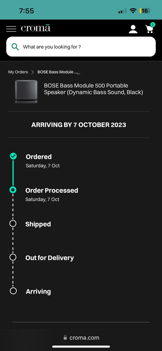 imt_ya's tweet photo. @cromaretail  In the era of express delivery.. wondering what does this means .. Croma 8th Oct is also over WOW .. https://t.co/BDkDkO4Ew4