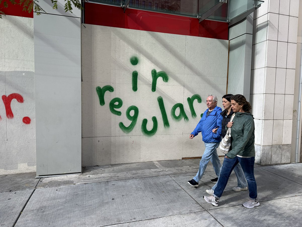 John_J_Connors's tweet photo. This whole “irregular” thing is not art. It’s just plain graffiti. Id love to know the amount of dollars/man hours expended across the city removing this tag. We should all send him the bill. https://t.co/ibFIYIWQHh