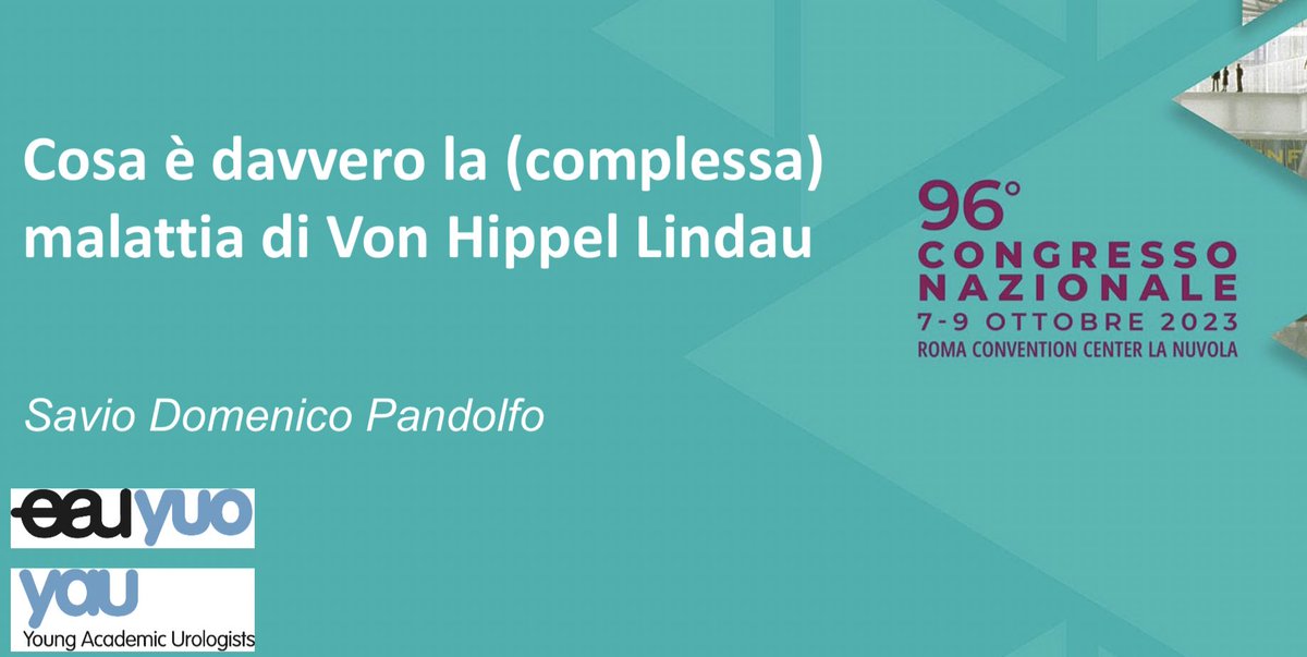 PandolfoSD's tweet photo. Honored to attend the #SIU23 congress as a #speaker for the #genetic #predisposition to urological disease session, representing #Von_Hippel_Lindau disease.
Thank you for the opportunity to contribute to a such #crucial #topic! #VHL @SIU_Italia https://t.co/ers5o7fQlP