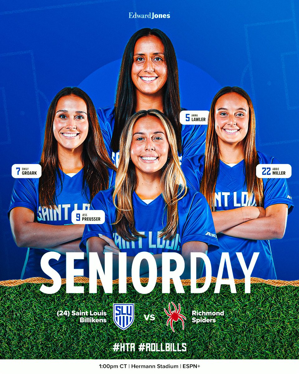 Saint Louis Women's Soccer (@sluwsoccer) on Twitter photo S E N I O R D A Y !
๐ <a href="/SpiderSoccer/">Richmond Soccer</a>
โฐ 1:00 PM
๐ Hermann Stadium
๐บ ESPN+
#HTR #RollBills S E N I O R D A Y !
๐ <a href="/SpiderSoccer/">Richmond Soccer</a>
โฐ 1:00 PM
๐ Hermann Stadium
๐บ ESPN+
#HTR #RollBills