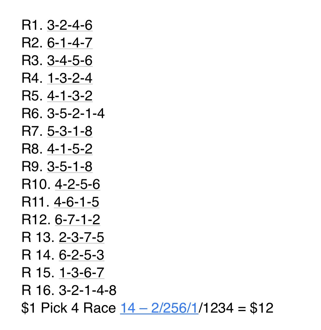 Less than an hour to post for a terrific Atlantic Breeders Crown card <a href="/Red_Shores/">Red Shores 19+</a> Charlottetown. Here are my selections and Pick 4 ticket for the afternoon’s races. Good Luck #PlayCharlottetown 🍀 

<a href="/RobertReidJr/">Robert Reid Jr.</a>
