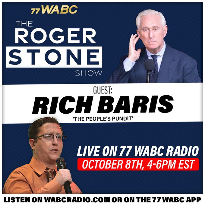 The Roger Stone Show on 77 WABC Radio (@rogerstoneshow) on Twitter photo TODAY ON THE <a href="/RogerStoneShow/">The Roger Stone Show on 77 WABC Radio</a> on <a href="/77WABCradio/">TalkRadio 77 WABC</a>:
'The People’s Pundit' Rich Baris (<a href="/Peoples_Pundit/">Rich Baris The People's Pundit</a>), Breaks Down the Latest Polling in the 2024 Presidential Race!
Listen LIVE: 770 on the AM Dial in the NY-NJ-CT Area, or on wabcradio.com TODAY ON THE <a href="/RogerStoneShow/">The Roger Stone Show on 77 WABC Radio</a> on <a href="/77WABCradio/">TalkRadio 77 WABC</a>:
'The People’s Pundit' Rich Baris (<a href="/Peoples_Pundit/">Rich Baris The People's Pundit</a>), Breaks Down the Latest Polling in the 2024 Presidential Race!
Listen LIVE: 770 on the AM Dial in the NY-NJ-CT Area, or on wabcradio.com