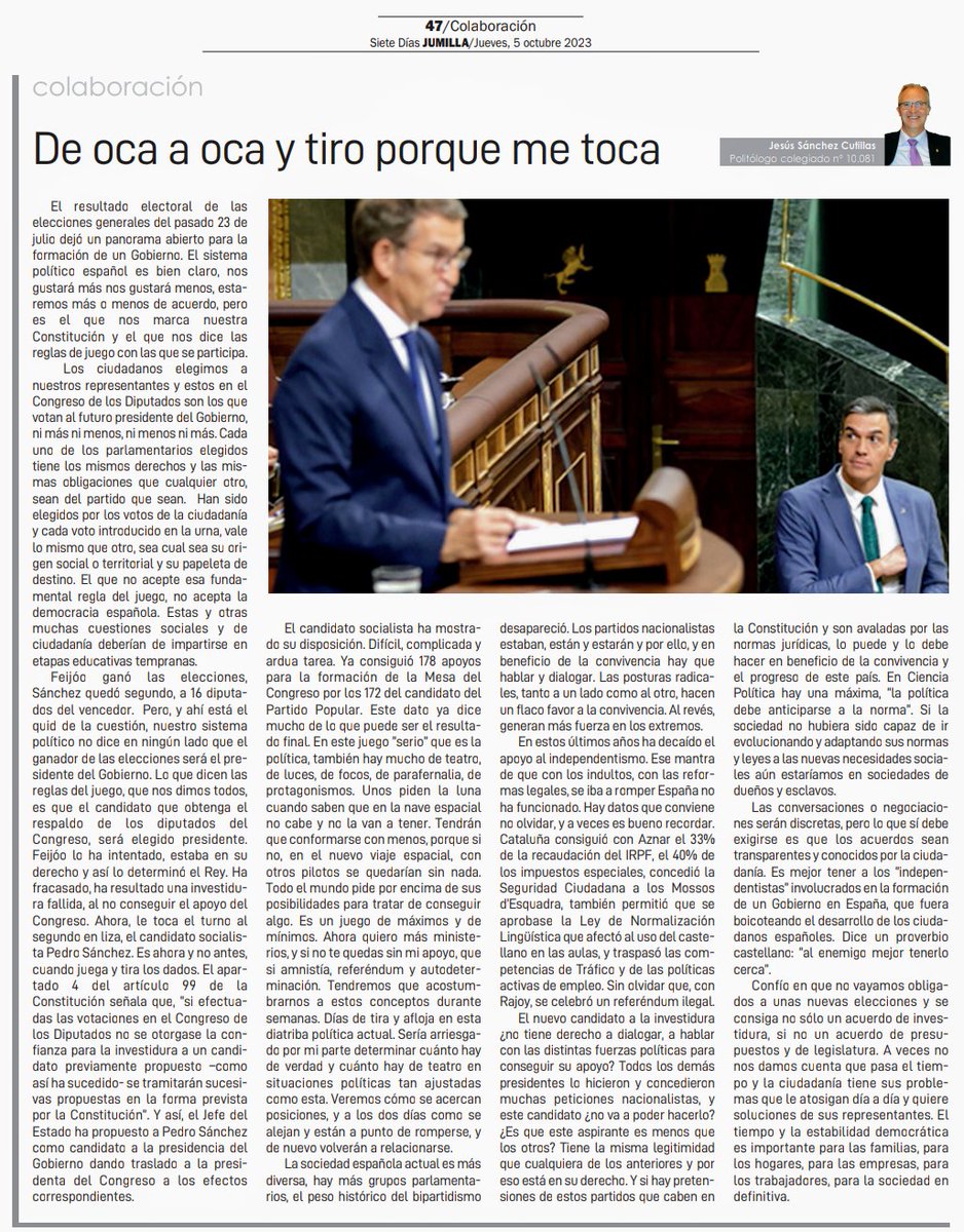 📌Artículo de colaboración publicado esta semana en <a href="/7diasjumilla/">Siete Días Jumilla</a>  "Sí la sociedad no hubiera sido capaz de evolucionar y adaptar sus normas y leyes a las nuevas necesidades sociales, aún estaríamos en sociedades de dueños y esclavos". ❤️