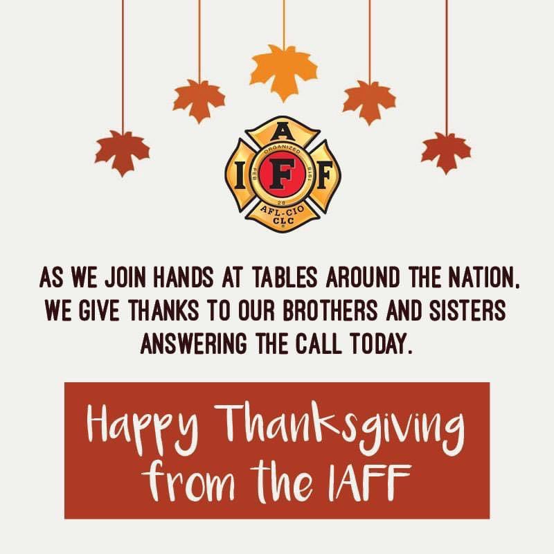 Happy Thanksgiving from your Local 803 Brandon Firefighter Paramedics. We wish everyone a fun filled and safe weekend with family and friends. Thank you to all the first responders out there who are missing their families today to serve their communities. 🦃🚒🚑🚔🇨🇦🍁