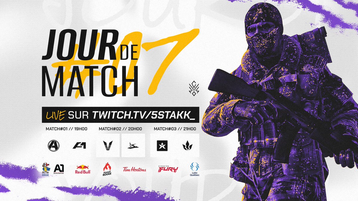 Coupe Québecoise de Counter-Strike (@cqcs_officiel) on Twitter photo C'est jour de match pour la #CQCS !
Voici les matchs de ce soir.
💥19h <a href="/AbleEsports/">Able Esports</a> vs <a href="/Alpha1GG/">Team Alpha1</a>
💥20h <a href="/VTLWIN/">Virtual Esports 🇨🇦</a> vs <a href="/DuckyEsports/">Ducky</a>
💥21h <a href="/MiracleRunGG/">Miracle</a> vs <a href="/NeonsGG/">Neons</a>
On se rejoint sur twitch.tv/5stakk_
#matchday #counterstrike2 C'est jour de match pour la #CQCS !
Voici les matchs de ce soir.
💥19h <a href="/AbleEsports/">Able Esports</a> vs <a href="/Alpha1GG/">Team Alpha1</a>
💥20h <a href="/VTLWIN/">Virtual Esports 🇨🇦</a> vs <a href="/DuckyEsports/">Ducky</a>
💥21h <a href="/MiracleRunGG/">Miracle</a> vs <a href="/NeonsGG/">Neons</a>
On se rejoint sur twitch.tv/5stakk_
#matchday #counterstrike2