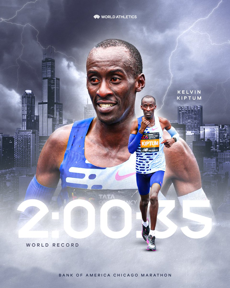 Historic triumph for Kelvin Kiptum at the Chicago Marathon! Breaking the world marathon record by running under 2 hours and 1 minute is a monumental feat! Congratulations! Great inspiration to us all.