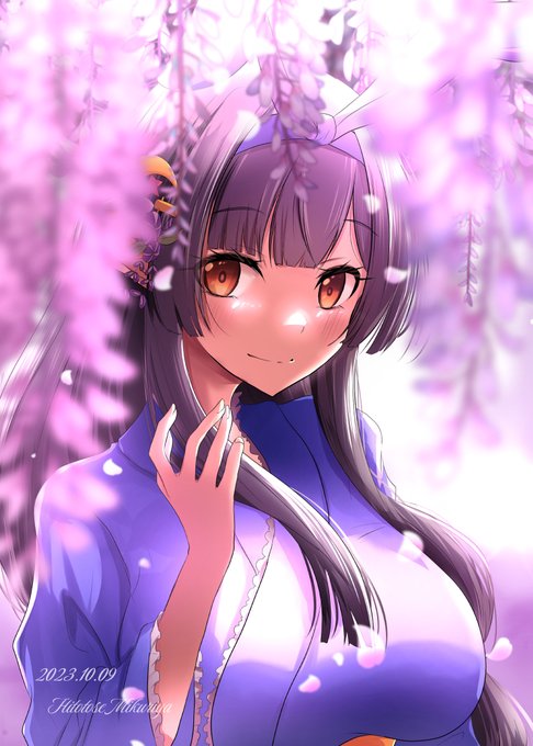 「japanese clothes wisteria」 illustration images(Latest)