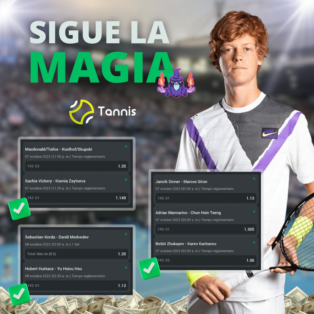 tannistipster's tweet photo. 🧙♂️ El Mago de las apuestas PREMIUM
Llevamos una racha de 4/4 acertadas ✅ y 11/15 apuestas acertadas en el mes de septiembre ✅
Suerte no es...
#pronosticosdeportivos #apuestastenis #apuestasgratis #emprendedor #generaingresos #generardinero #generadineroextra #rentabilidad https://t.co/n0EX0m0sQa