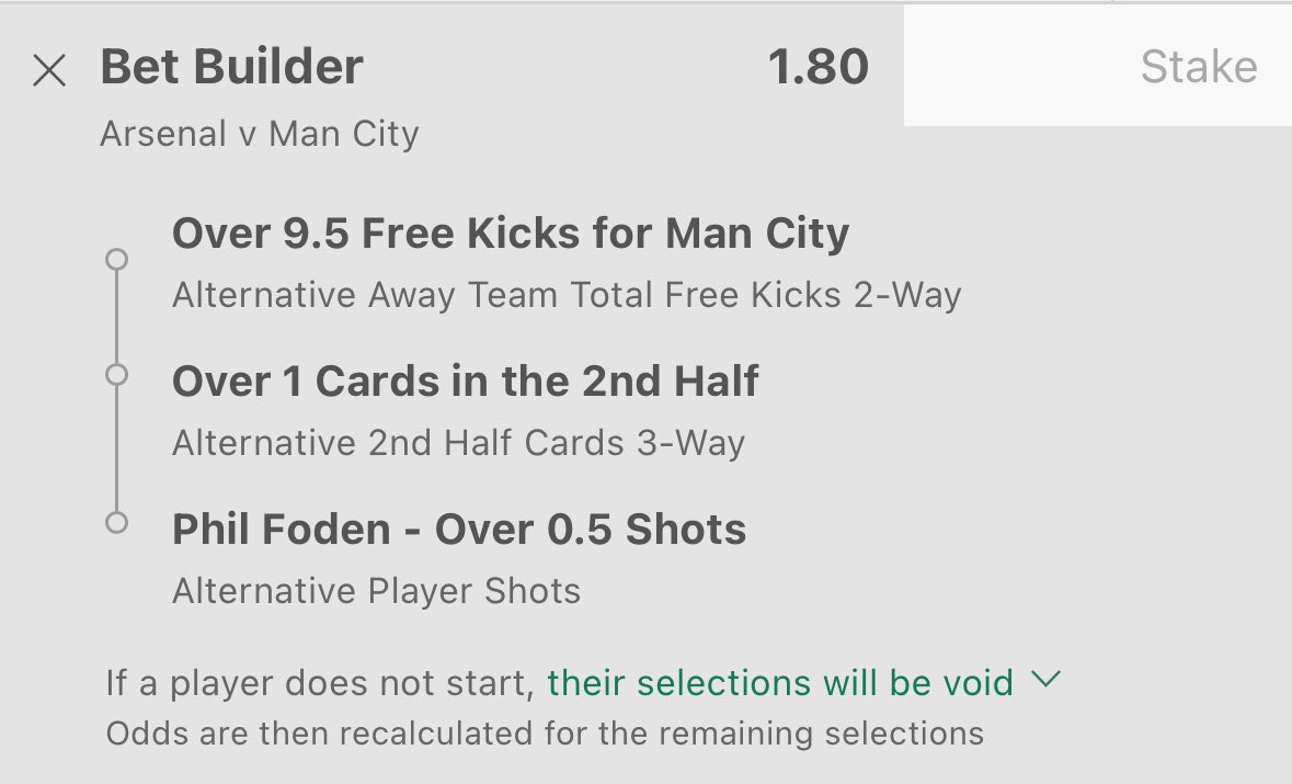 easywysy's tweet photo. #PremierLeague 
📍 Arsenal v Man City
Bet Builder @ 1.80/1u https://t.co/tS8iEzuopR