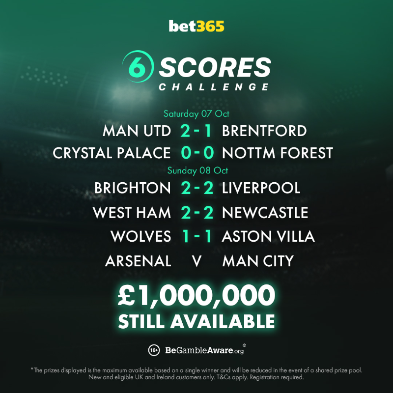 bet365's 6 Scores Challenge - Win up to £1m in this new free-to-play game