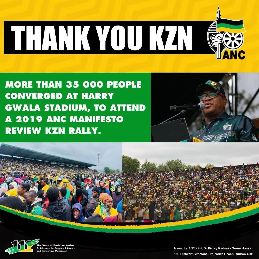 MYANC's tweet photo. What a WOW! 

The ANC and the people of South Africa are one! The repeated affirmation of this fact is truly humbling.

Thank you!

#2019ANCManifestoReview
#ANCatWork https://t.co/gsm3TLYusg