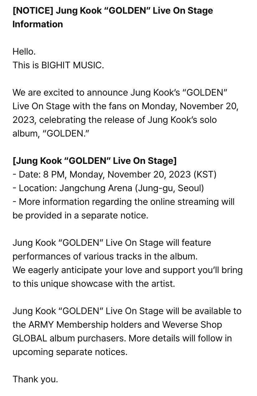 JUNGKOOK ['GOLDEN' Live on Stage] 期間限定特典