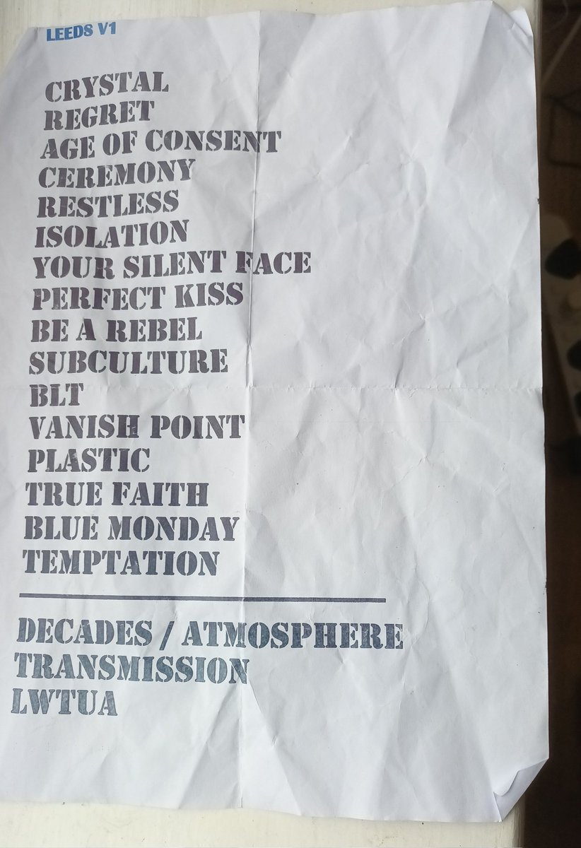 andrewverity5's tweet photo. New order set list from last night at  leeds arena cracking night out https://t.co/KDfm6thT3w