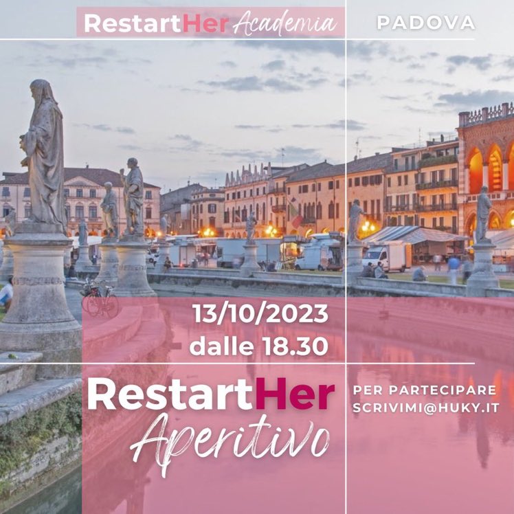 hukysrl's tweet photo. Stai cercando una #community di #imprenditrici e #professioniste per attività di #networking, eventi ispirazionali, mentoring? Vieni a conoscere #RestartHerAcademia venerdì 13 ottobre alle 18.30 a #Padova. Ci incontriamo per un aperitivo 🥂
Manda una mail a scrivimi@huky.it https://t.co/6PGJQNsUvC