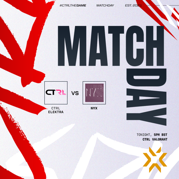 TheCTRLEsports's tweet photo. ๐จ MATCH-DAY IS BACKK ๐จ
We face #NYX for our first game of the Swiss stage at 5PM BST โ๏ธ
#CTRLTheGame | #CTRLElektra | #CTRLVAL https://t.co/u88xFZowkS