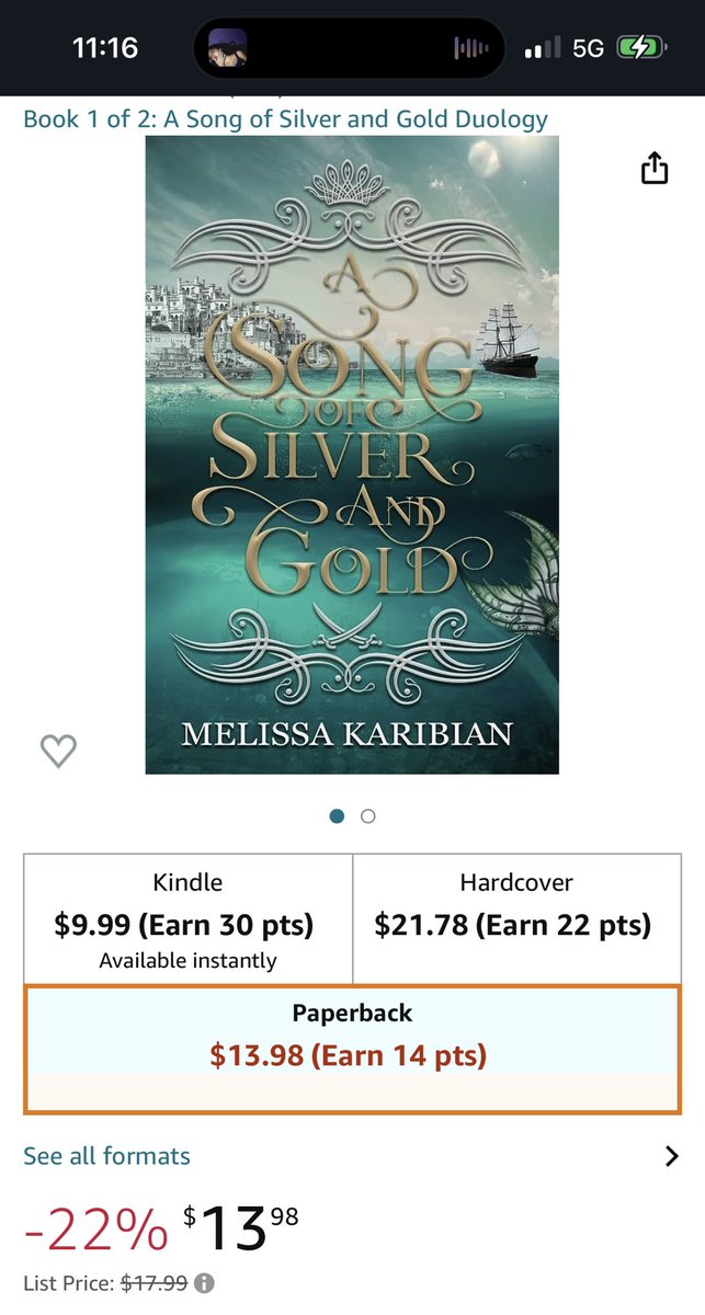 The paperback of ASOSAG is on sale?? If you haven’t grabbed a copy of this sapphic pirate Fantasy with queer found family, now’s your chance! amazon.com/gp/aw/d/195603…